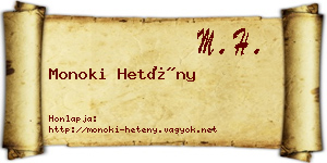 Monoki Hetény névjegykártya